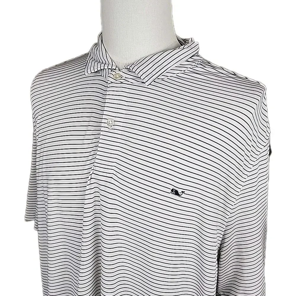 Vineyard Vineyard Performance Polo Blue White Stripe Size 2XL - Picture 2 of 5